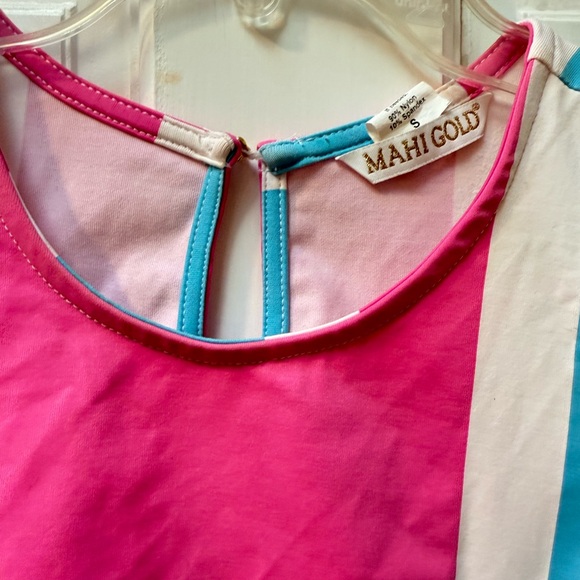 MAHI GOLD Pink  white blue striped dress - Picture 4 of 4